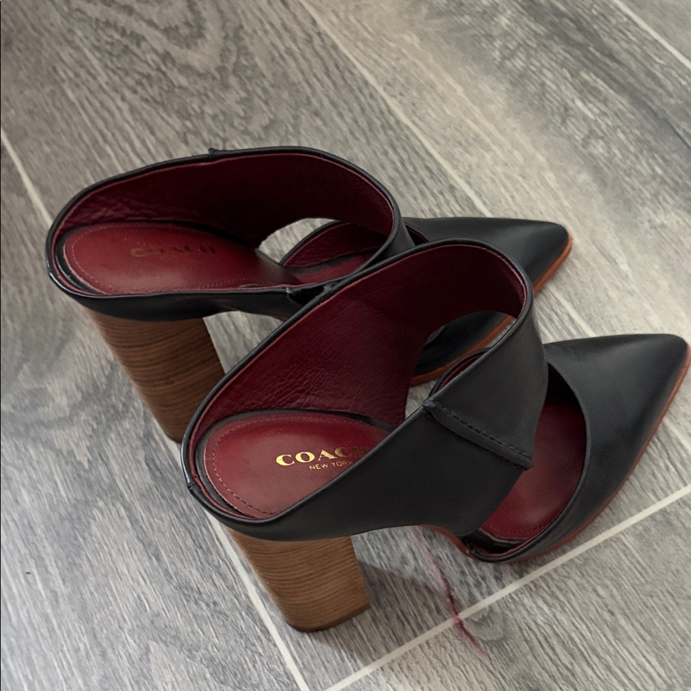 Coach Black and Brown Heeled Sandals